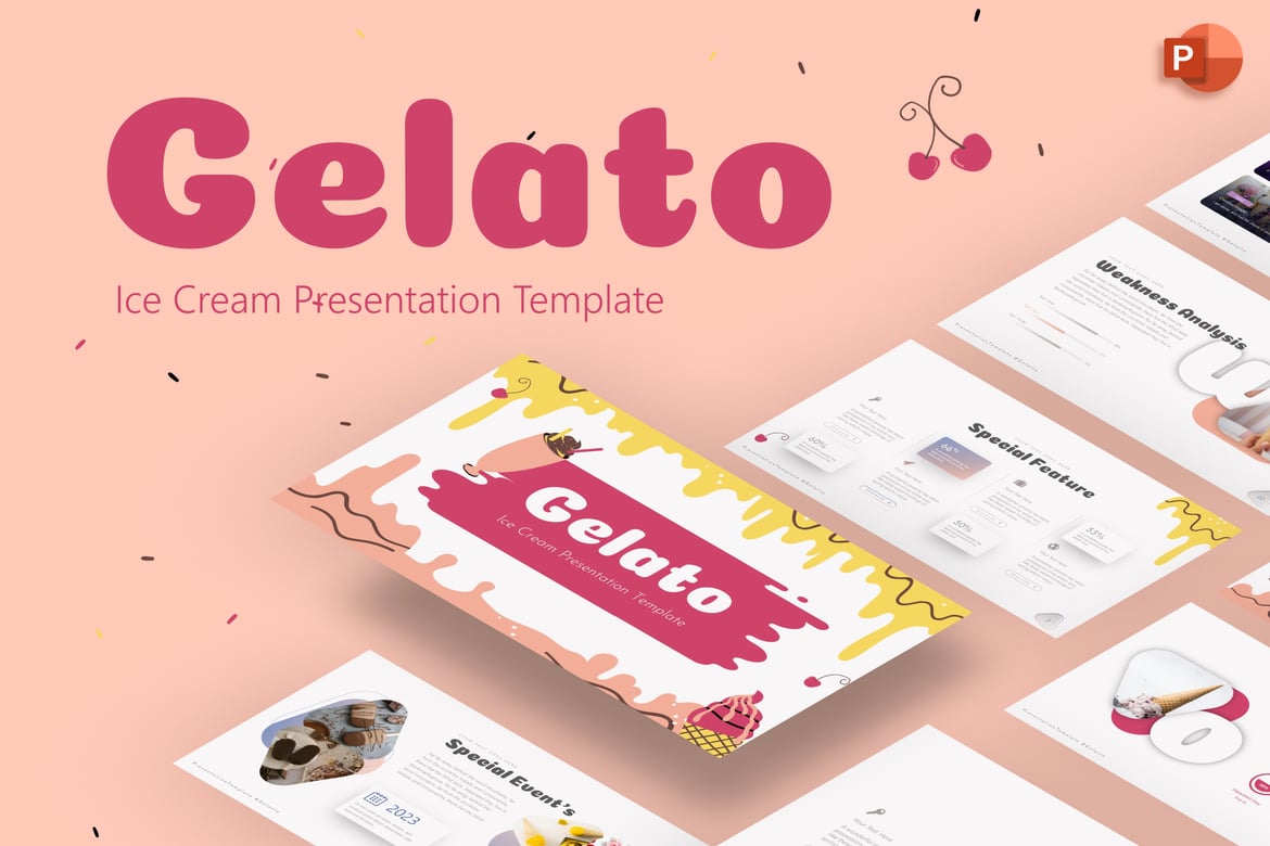 Template PowerPoint Gelato Ice Cream yang Kreatif dan Menarik