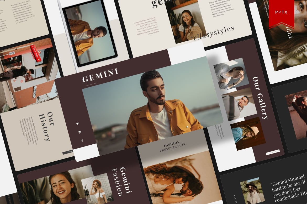 Template Presentasi PowerPoint Gemini yang Menawan