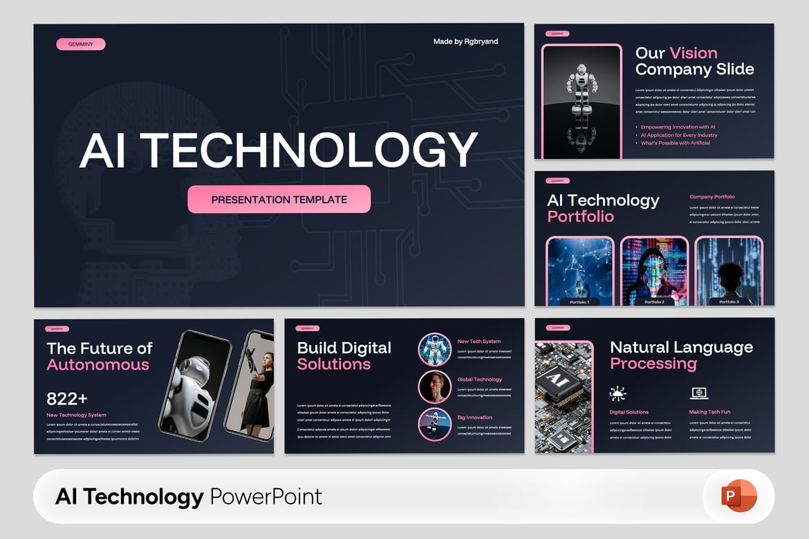 Gemminy - Template Presentasi PowerPoint Teknologi AI yang Profesional
