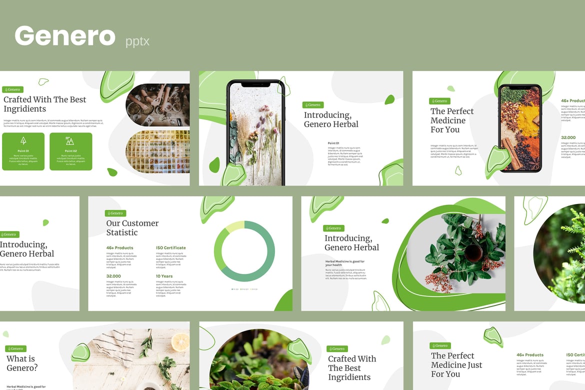 Genero - Template Powerpoint Herbal dan Kesehatan yang Menarik