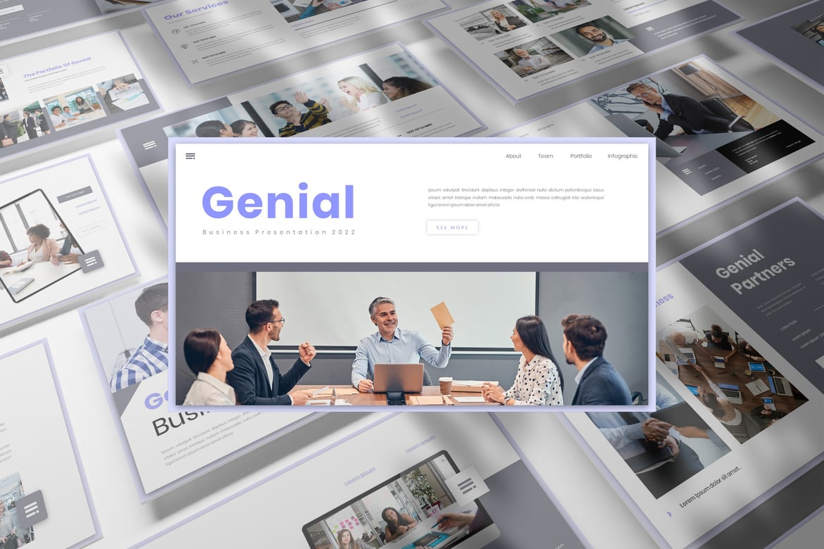 Genial - Template Presentasi PowerPoint Bisnis yang Menarik