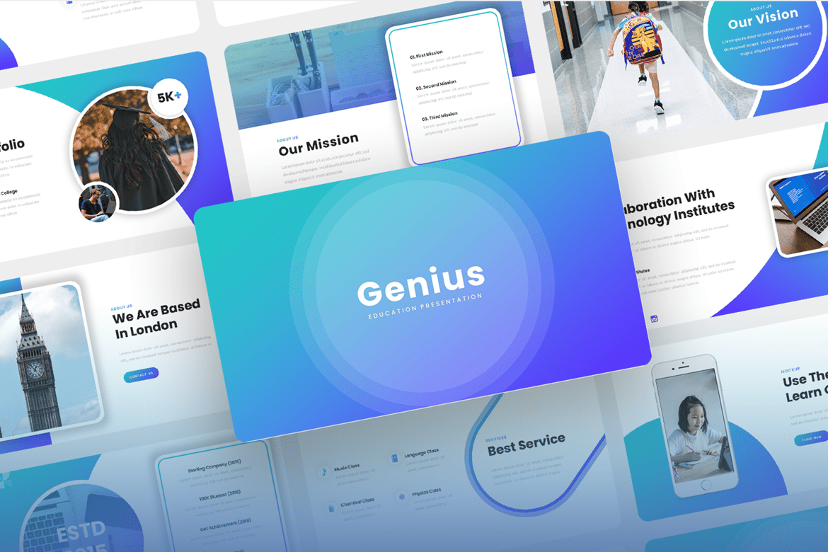 Template Presentasi PowerPoint Genius untuk Pendidikan yang Menarik