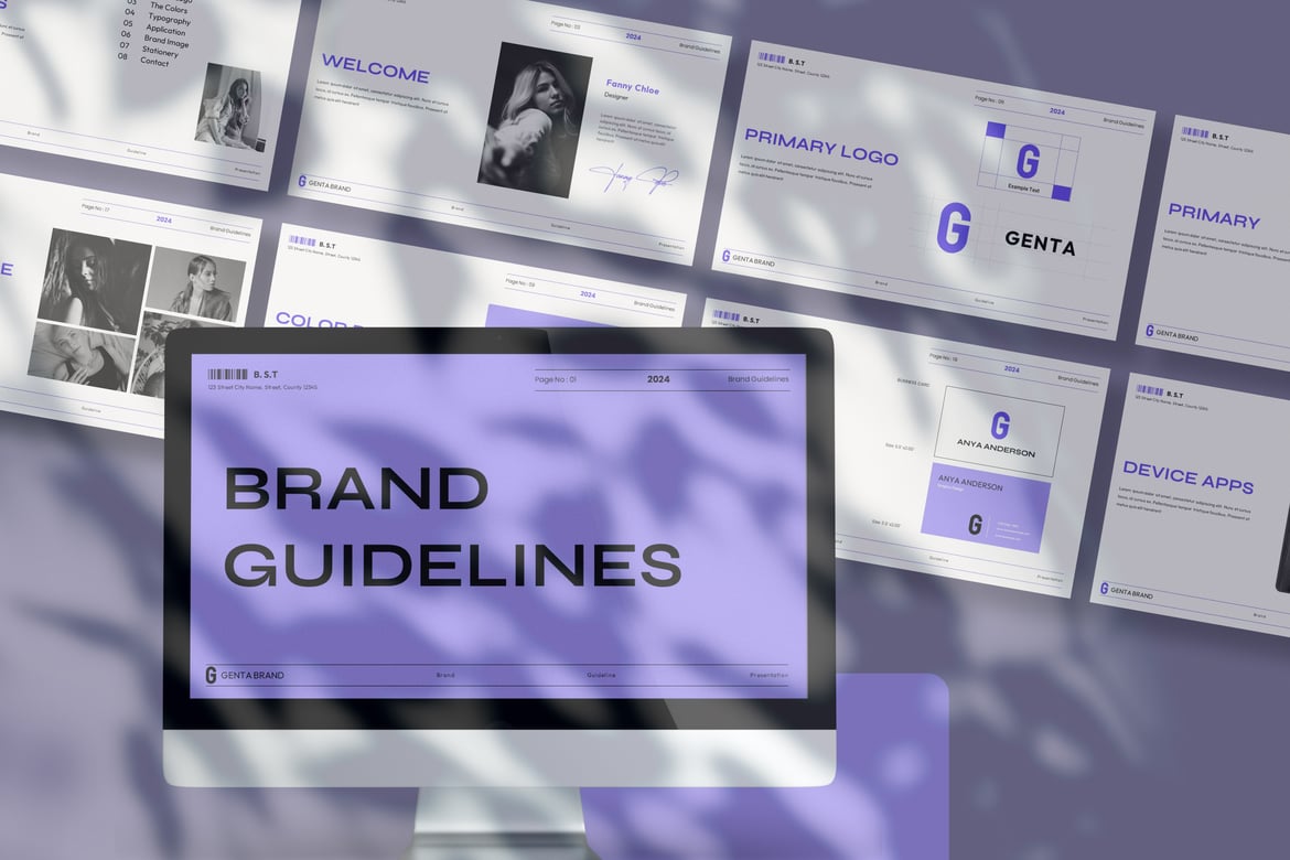 Genta - Template PowerPoint Panduan Merek yang Modern dan Minimalis