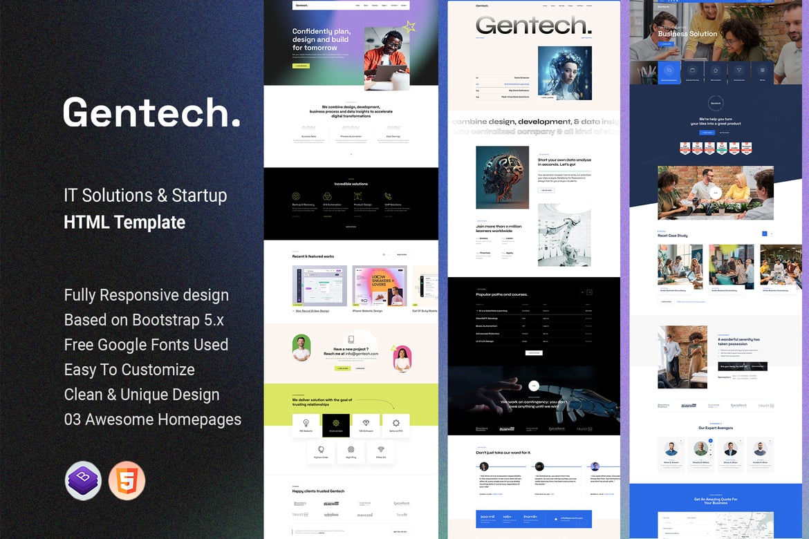 Gentech – Template Website IT Modern untuk Solusi & Startup