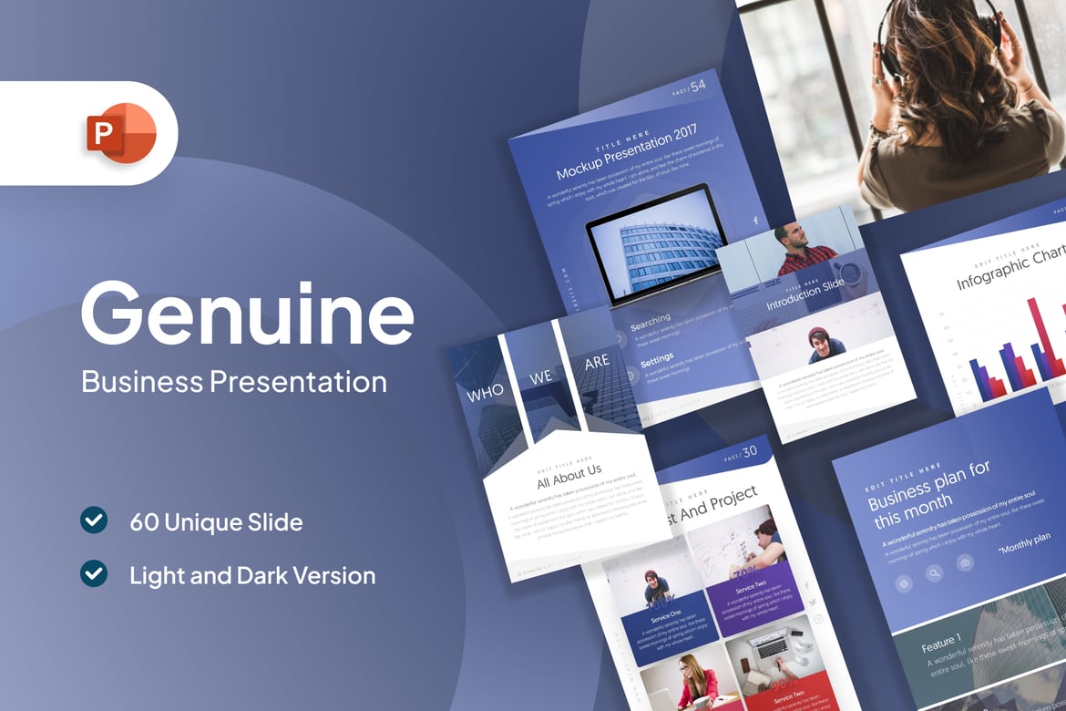 Template Presentasi PowerPoint Potret Bisnis yang Profesional