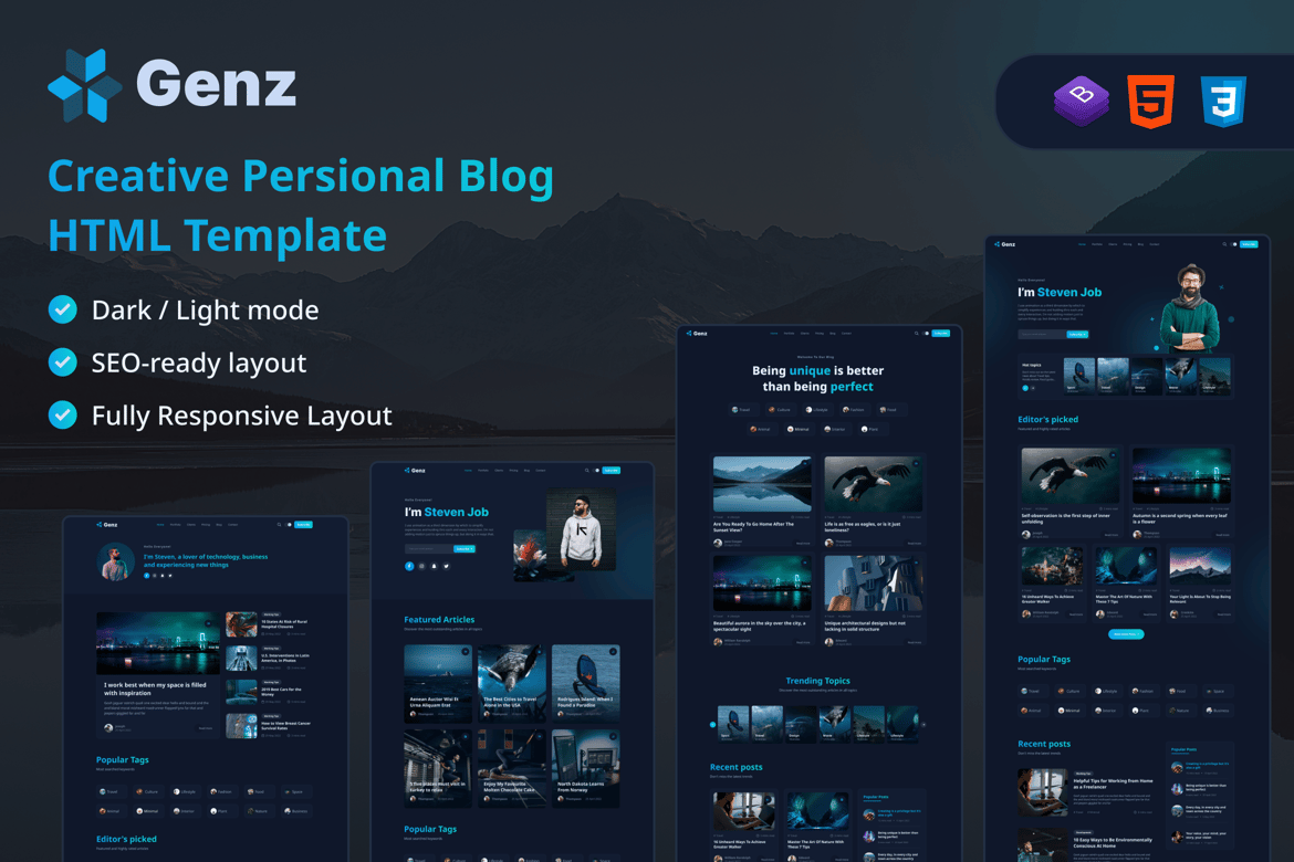 Genz - Template Website Blog Pribadi Kreatif dan Modern