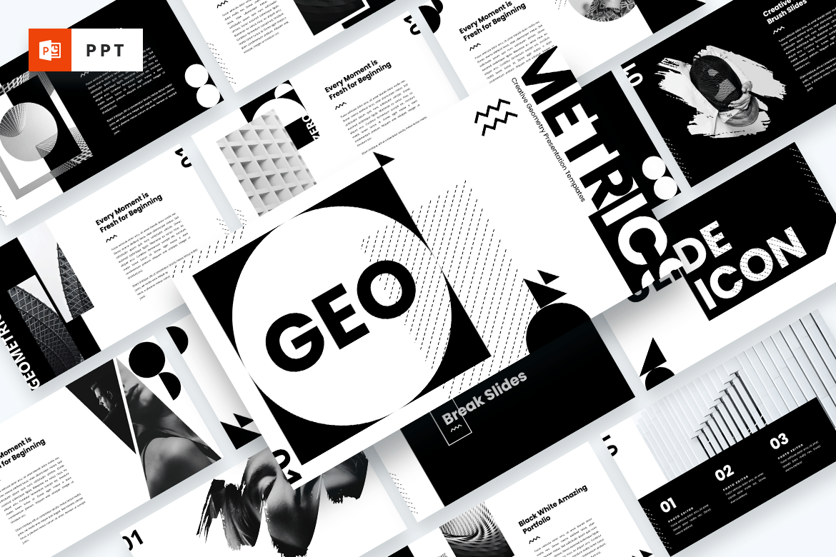 Template PowerPoint Geometri Kreatif GEO - Desain Modern dan Profesional