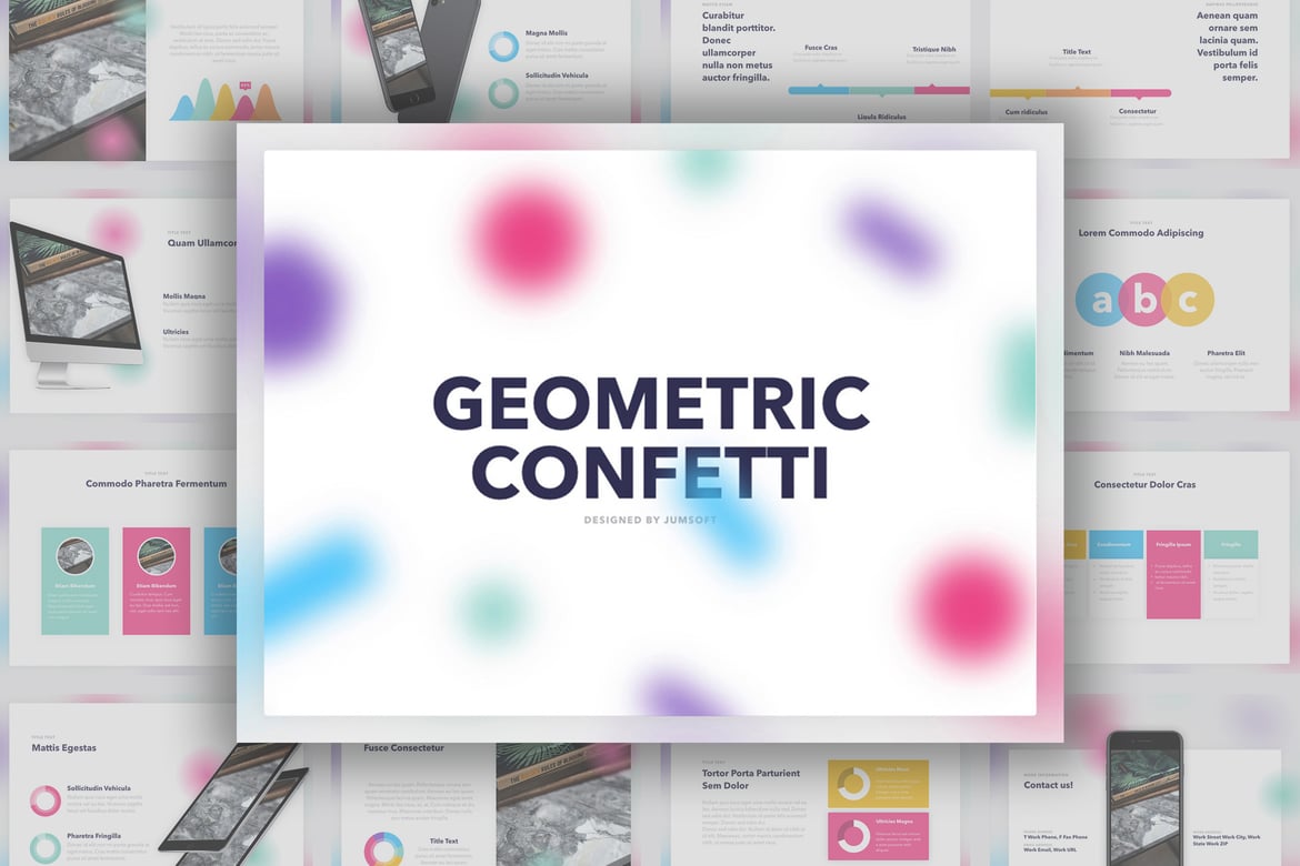 Template PowerPoint Geometric Confetti yang Menarik dan Profesional