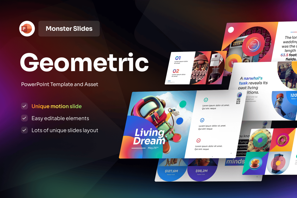Template PowerPoint Geometris yang Kreatif dan Menarik