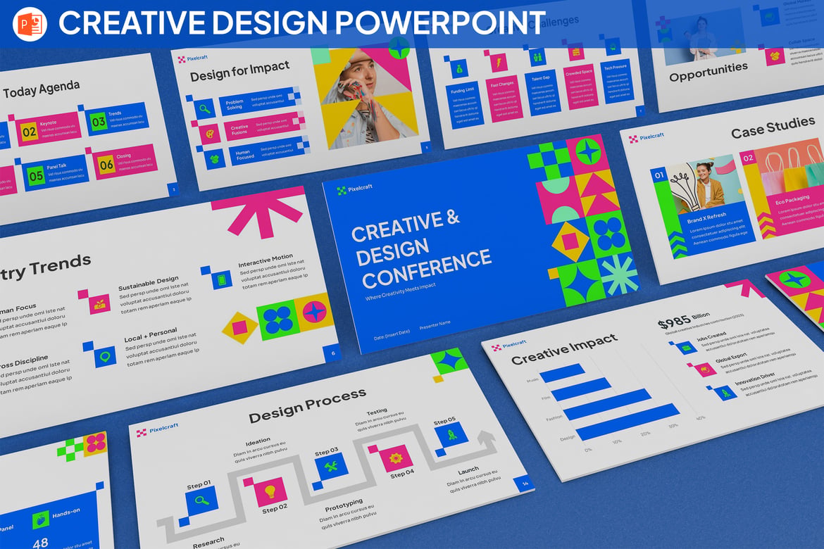 Template Presentasi PowerPoint Geometris yang Kreatif