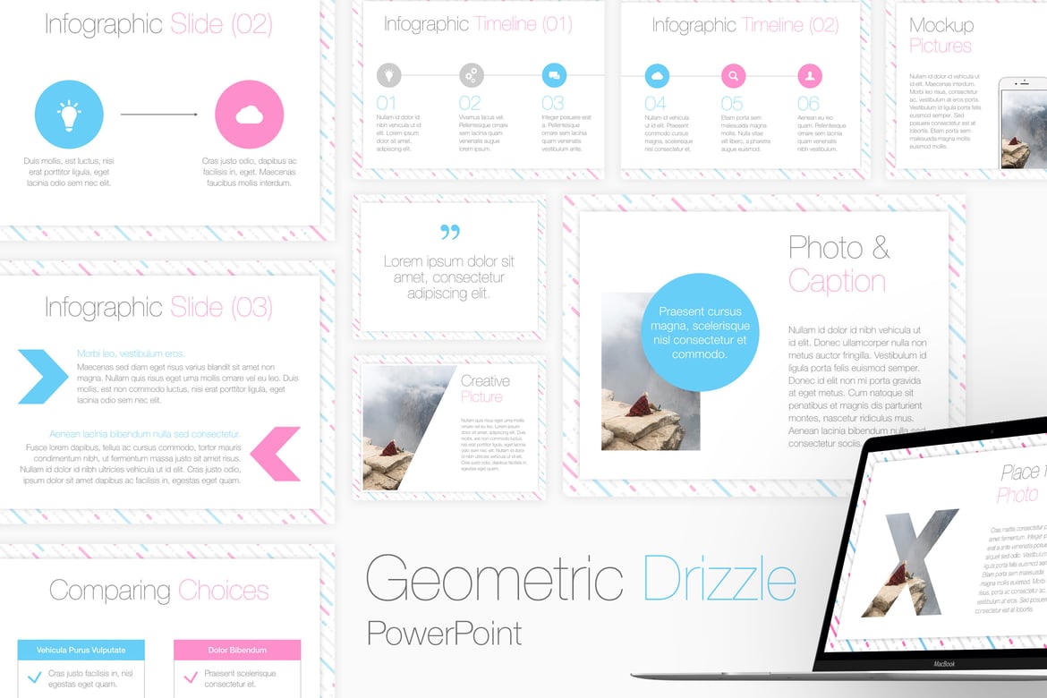 Template PowerPoint Geometris Drizzle yang Menawan