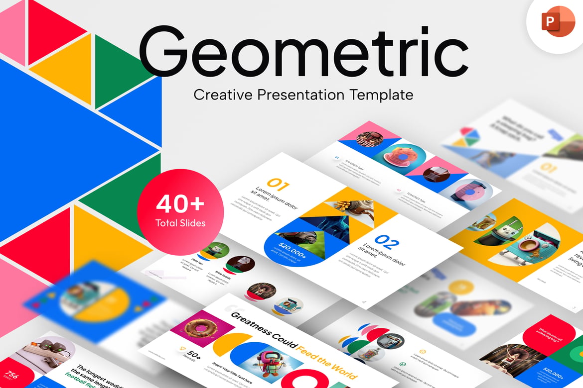 Template PowerPoint Infografis Geometris yang Menarik