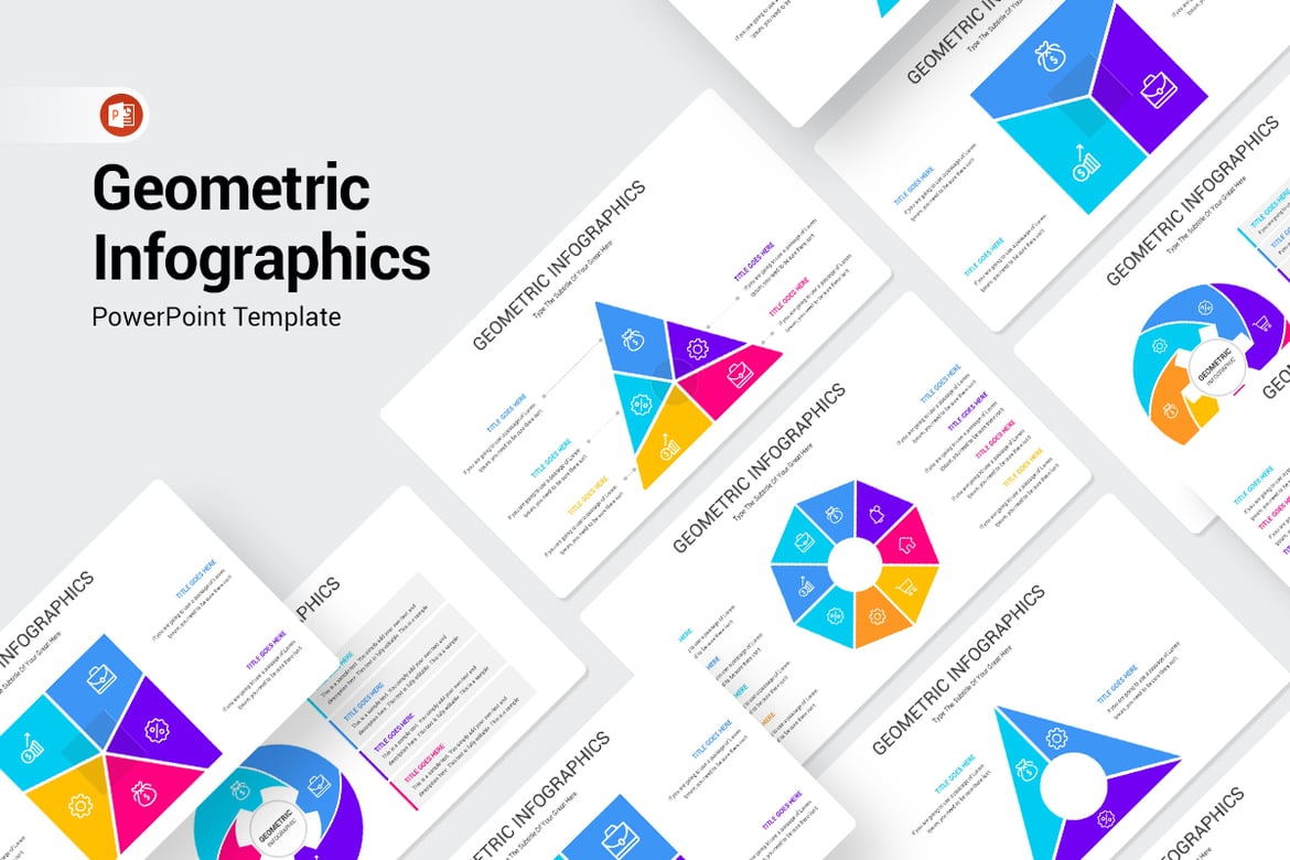 Template PowerPoint Infografis Geometris yang Menarik