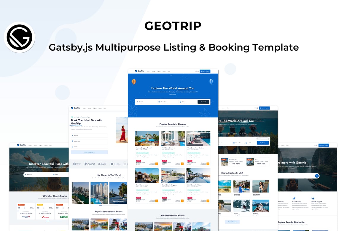 GeoTrip - Template Website Listing dan Pemesanan Serbaguna Berbasis Gatsby.js