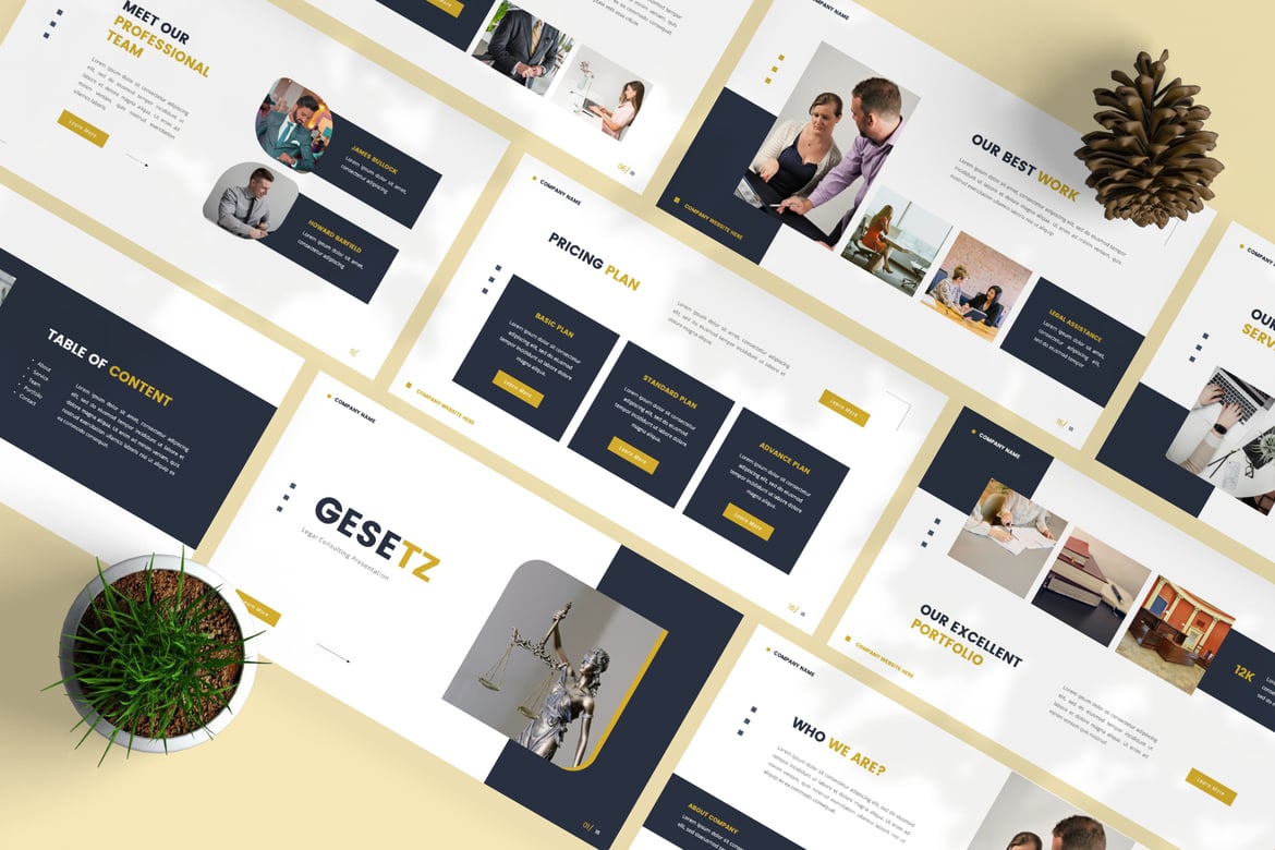 Template Presentasi Hukum - Gesetz Powerpoint yang Profesional dan Elegan