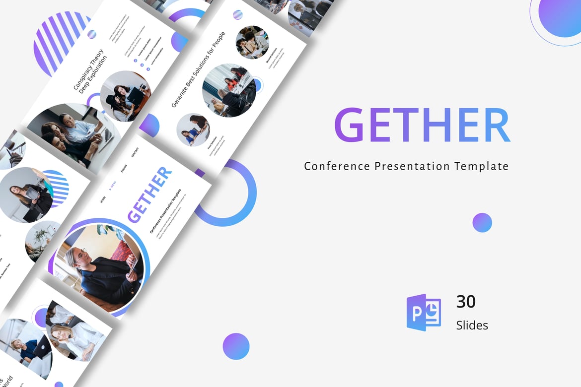 Template PowerPoint Presentasi Konferensi Gether yang Menarik