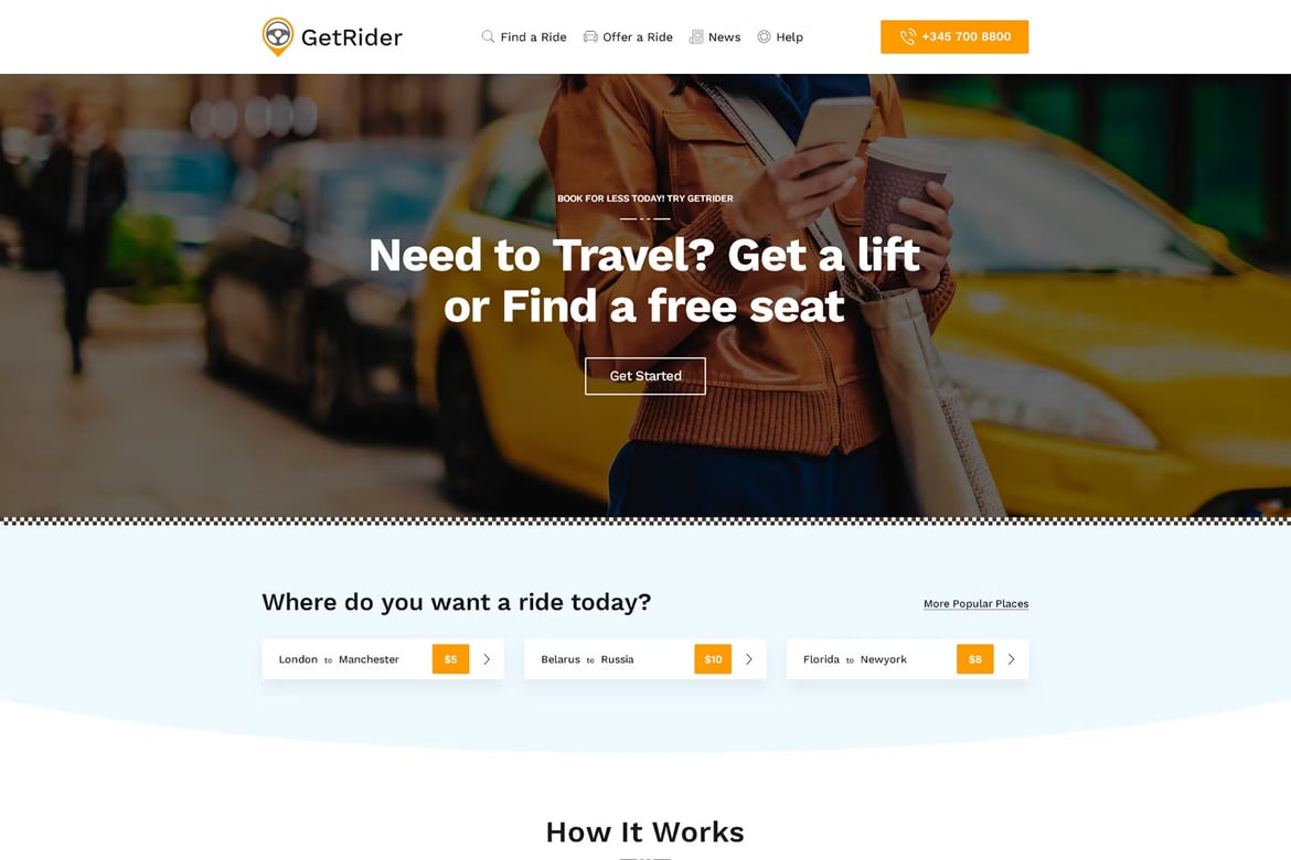 Template Website Getrider - Sewa Mobil Limusin yang Modern