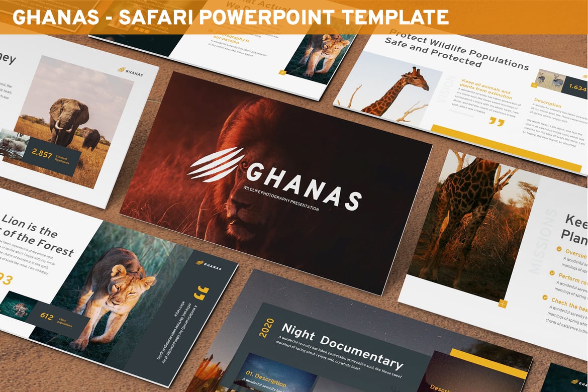 Template Powerpoint Ghanas - Tema Safari yang Modern dan Menarik
