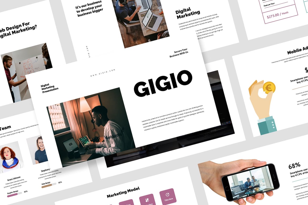 Gigio: Template PowerPoint Promo Online yang Menarik
