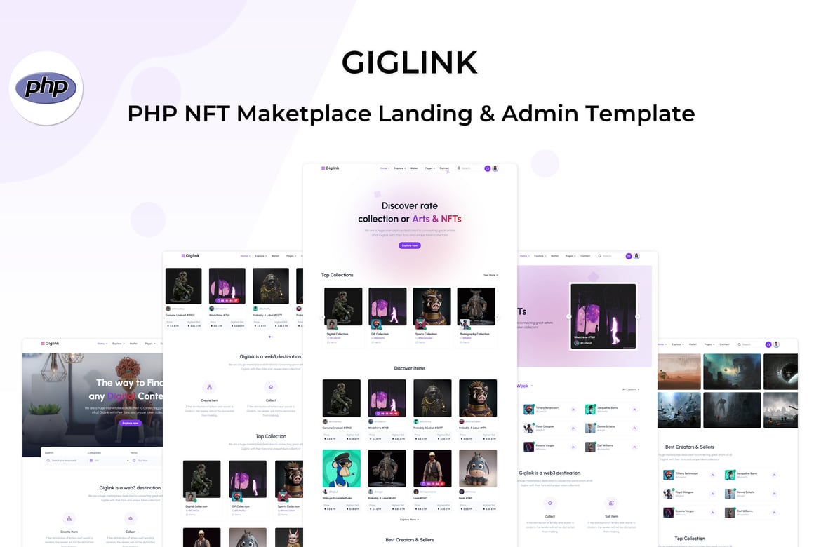 Giglink - Template Website Marketplace NFT PHP Terbaik