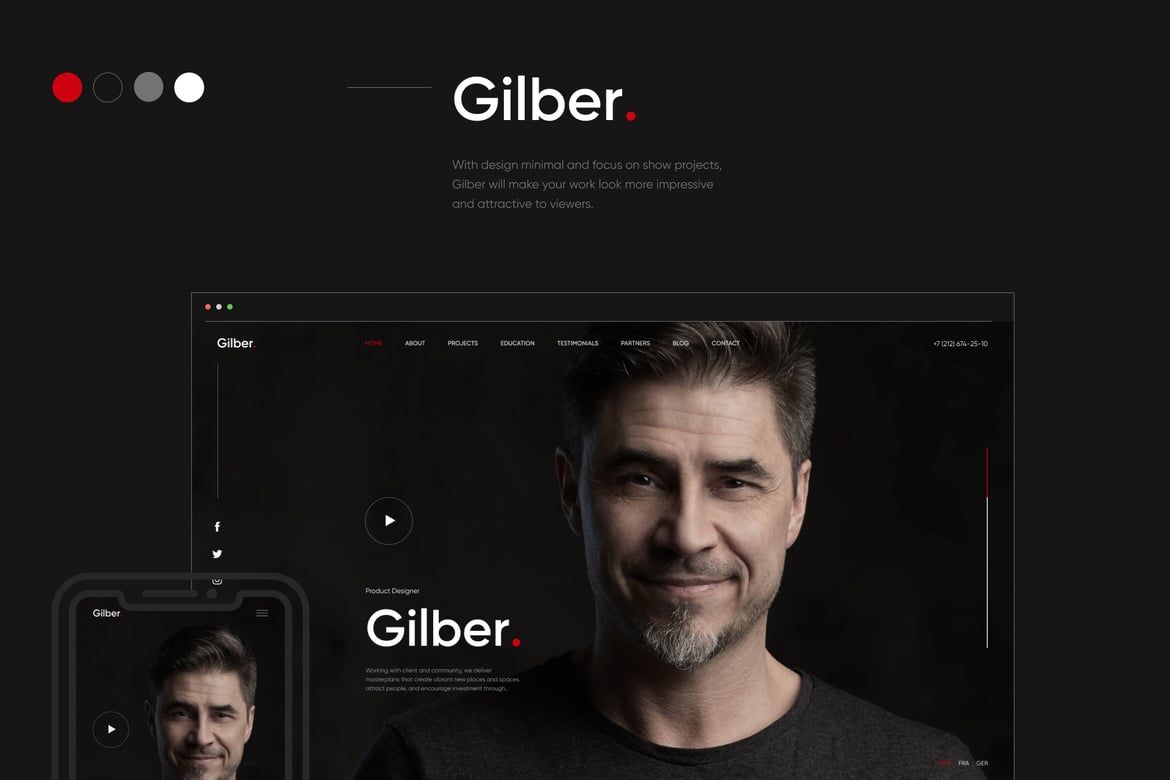 Gilber - Template Website CV/Resume Pribadi yang Menarik