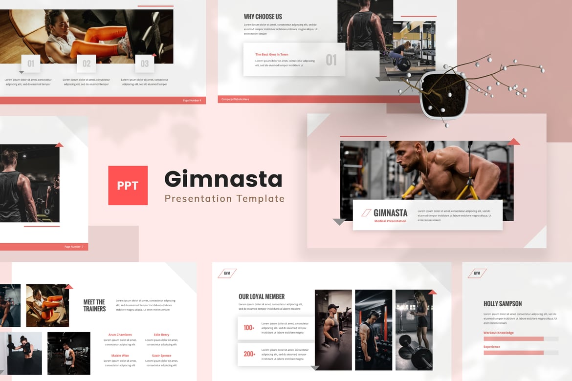 Gimnasta — Template Powerpoint Gym yang Menarik