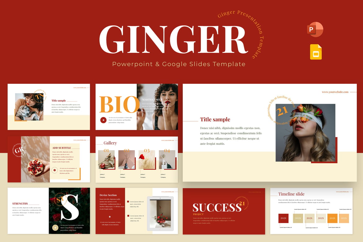 Template Presentasi Powerpoint & Google Slides Ginger yang Menarik