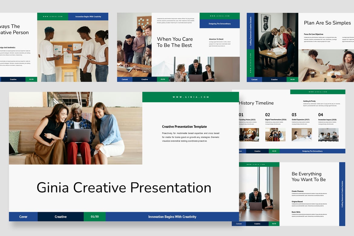 Ginia: Template Powerpoint Bisnis Kreatif yang Menarik