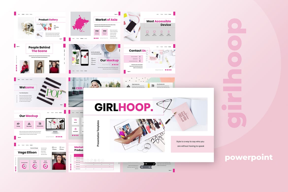 Template Presentasi Powerpoint Stylish untuk Wanita