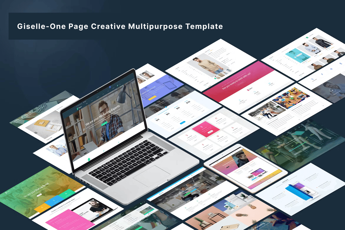 Template Website Kreatif Satu Halaman Giselle untuk Manajemen Acara