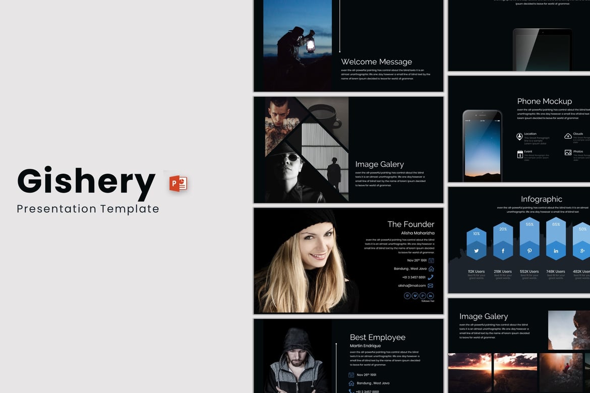 Gishery - Template Powerpoint Kreatif dan Minimalis