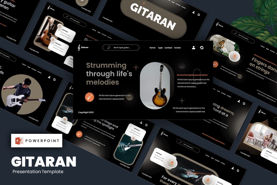 Template Powerpoint Gitaran - Festival Gitar dan Musik yang Menarik
