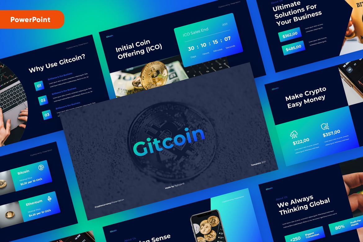 GITCOIN - Template Powerpoint Cryptocurrency yang Menarik dan Profesional