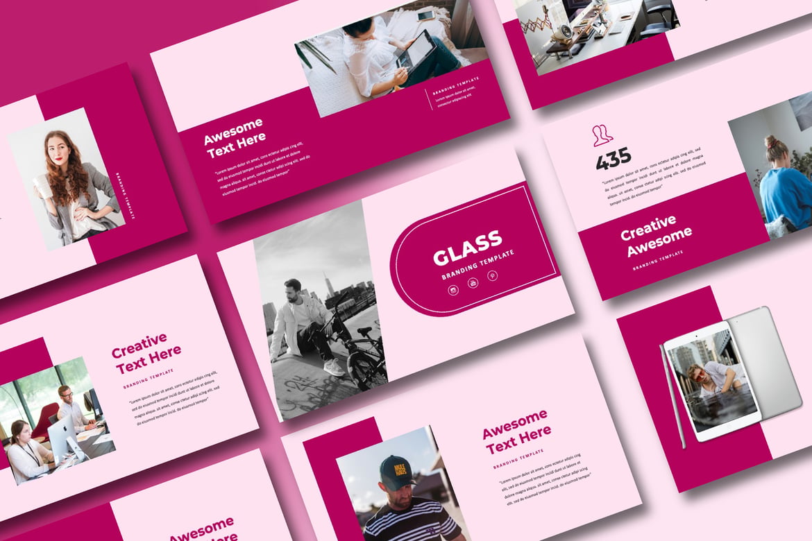 Template PowerPoint Branding Kaca yang Elegan dan Fleksibel