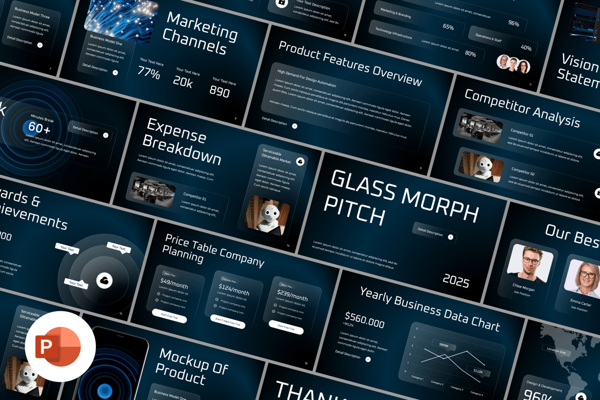 Template Presentasi PowerPoint Glass Morph yang Mengesankan