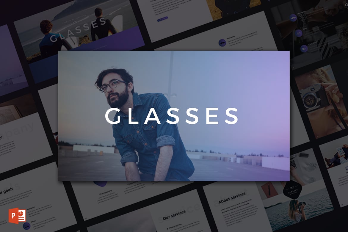 Template PowerPoint Kacamata Kreatif dan Modern