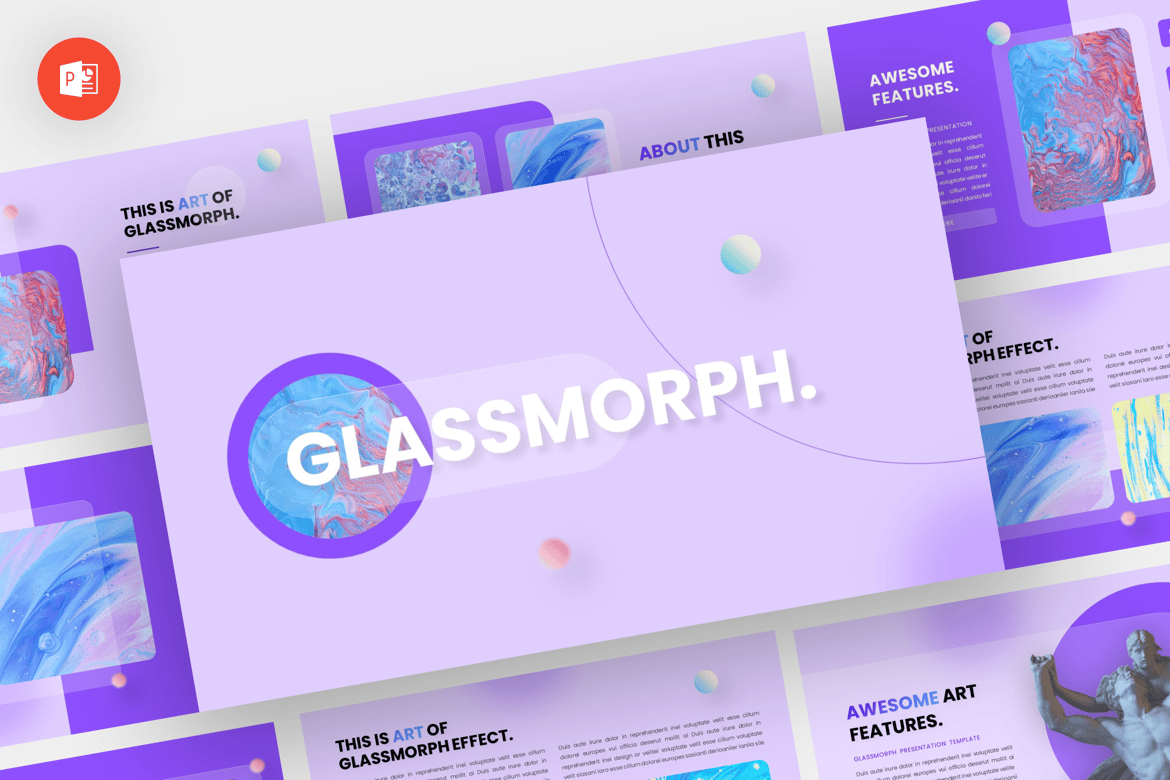 Template Presentasi Powerpoint Glassmorph - Desain Modern dan Profesional