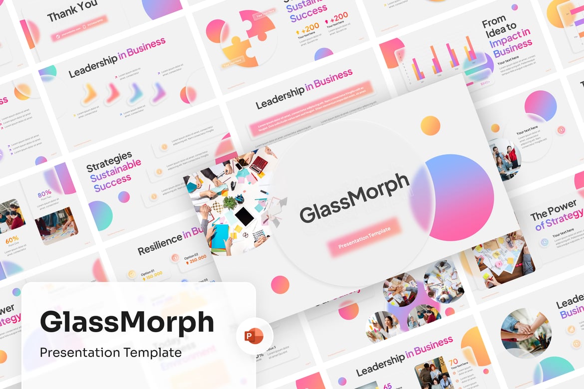 Template Presentasi PowerPoint GlassMorph yang Menawan