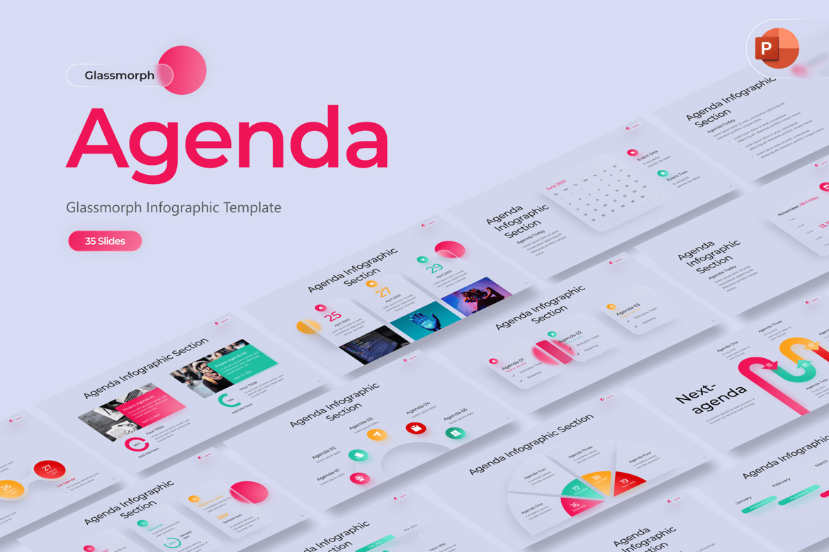 Template Presentasi PowerPoint dengan Desain Glassmorphic yang Menawan