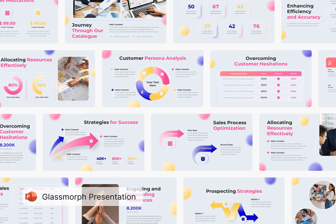 Template Presentasi PowerPoint Glassmorphic yang Futuristik