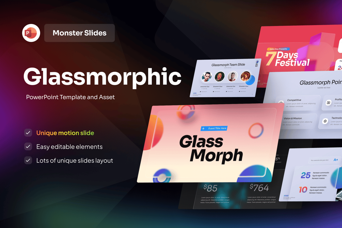 Template PowerPoint Glassmorphic yang Memukau