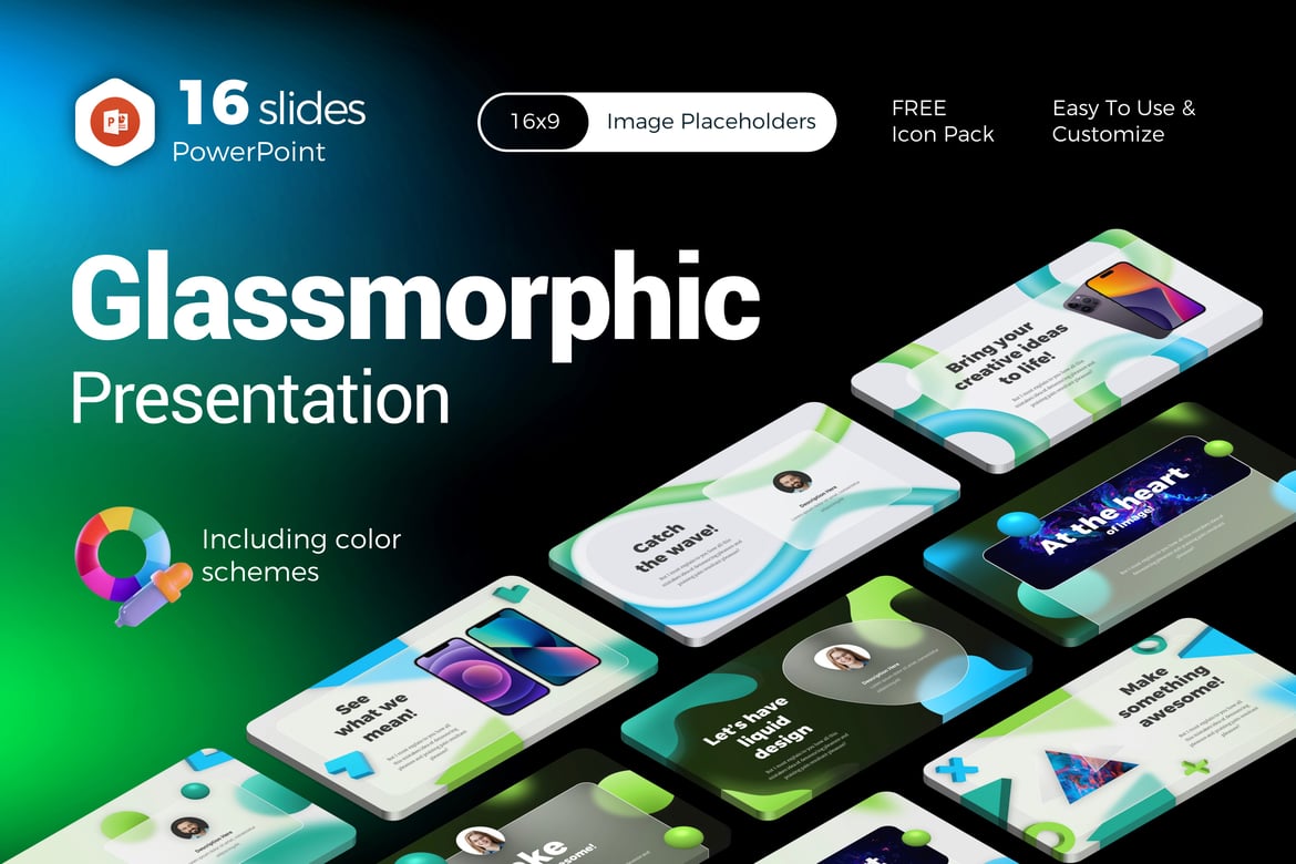Template Presentasi PowerPoint dengan Efek Glassmorphism yang Menarik