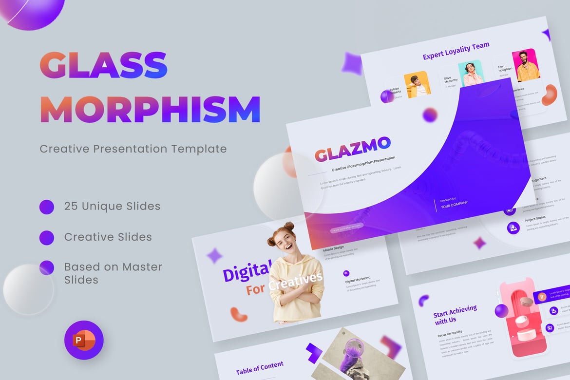 Glazmo - Template PowerPoint Kreatif dengan Desain Glassmorphism yang Memukau