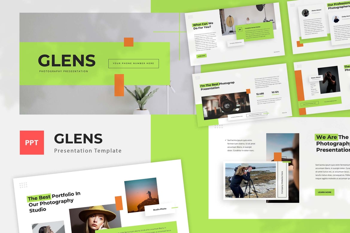 Glens - Template Presentasi PowerPoint untuk Fotografi yang Menawan