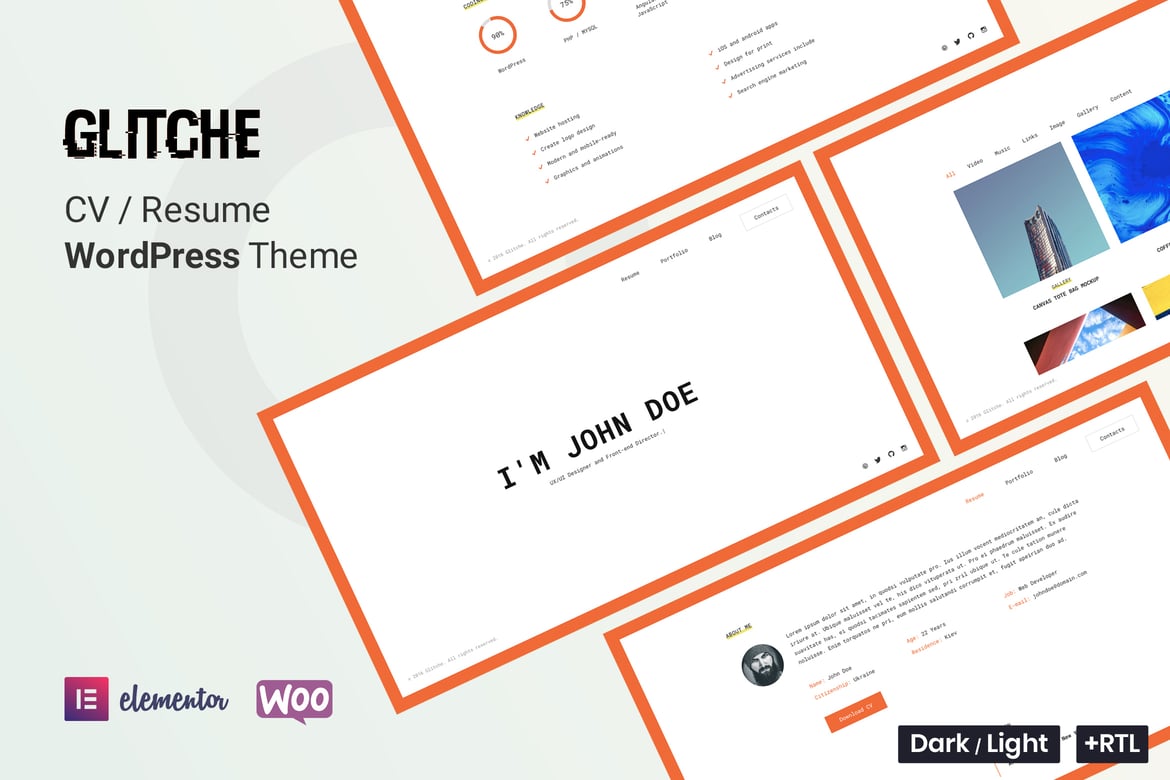 Glitche - Tema WordPress CV Resume dan Portofolio Pribadi yang Menarik
