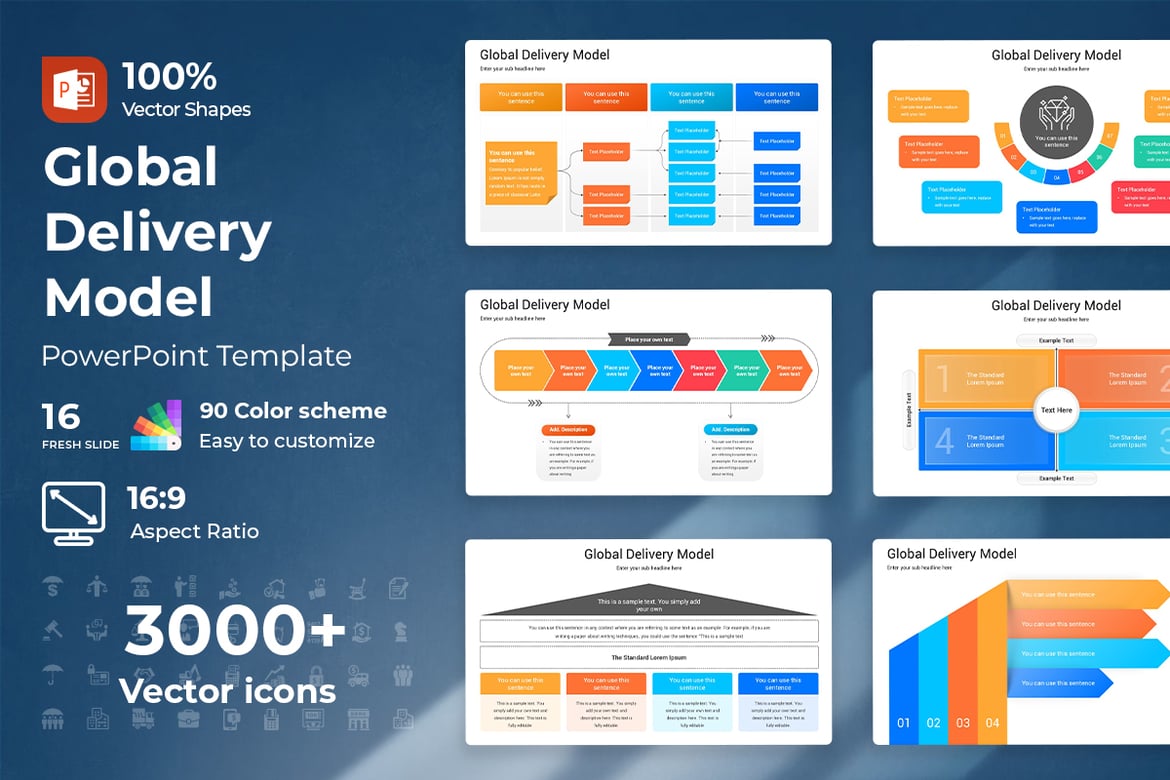 Template PowerPoint Model Pengiriman Global yang Menarik