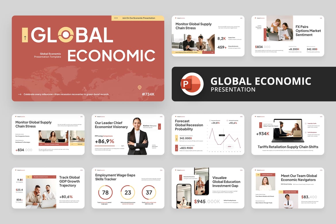 Template Presentasi Bisnis Ekonomi Global yang Menarik dan Profesional
