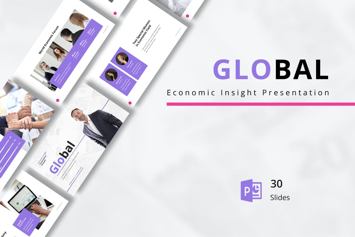 Template PowerPoint Insight Ekonomi Global yang Menawan