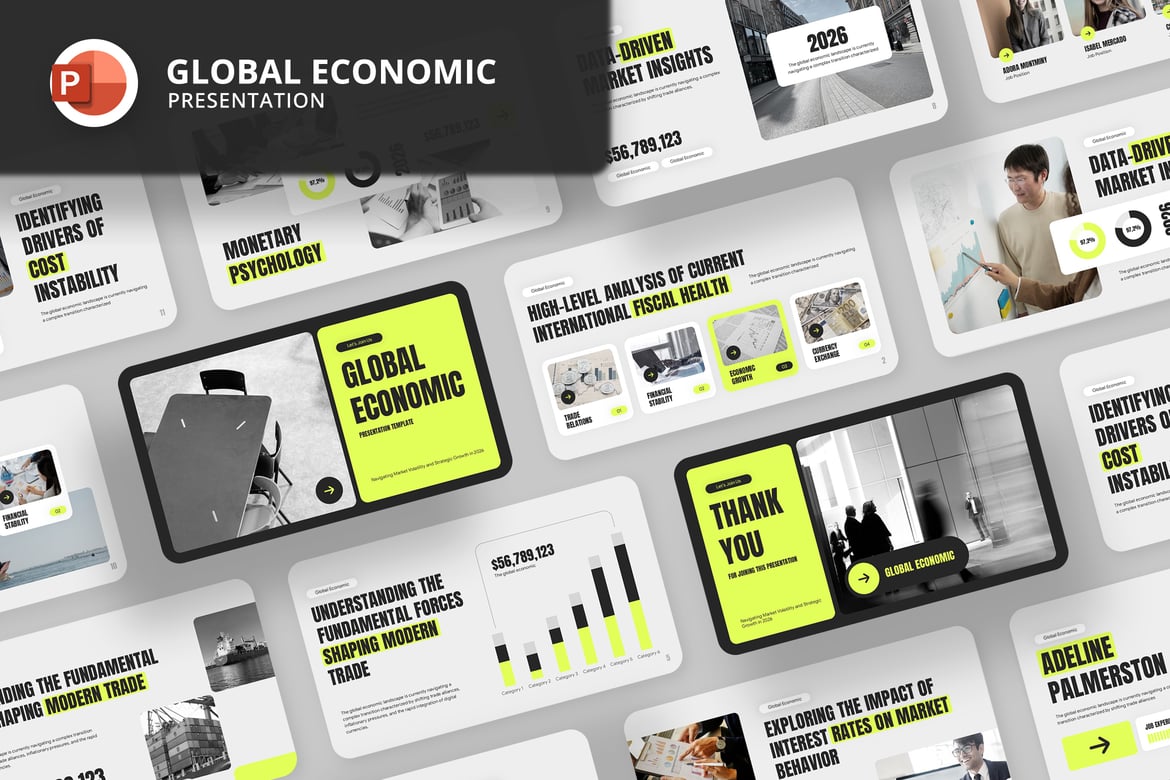 Template Presentasi Ekonomi Global yang Modern dan Menarik