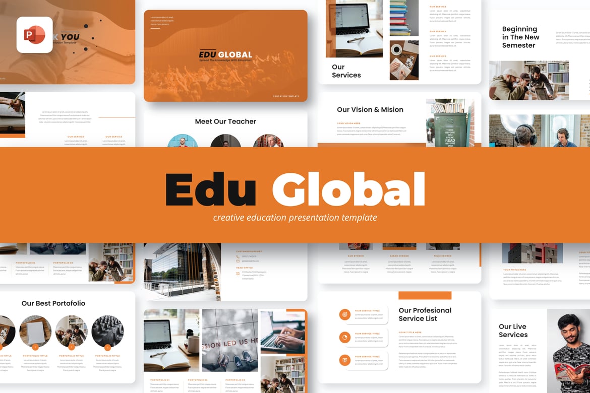 Template PowerPoint Edu Global untuk Presentasi Pendidikan yang Menarik